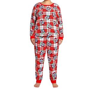 Briefly Stated Disney Women's Plus Size 2-Piece Mickey Mouse Pajama Set, Red, 1X